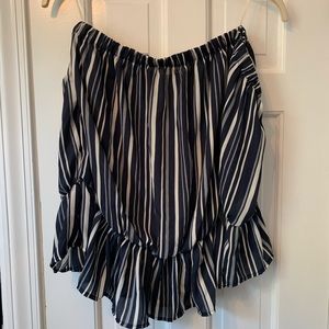 Vintage Havana Navy White Off Shoulder Top | M